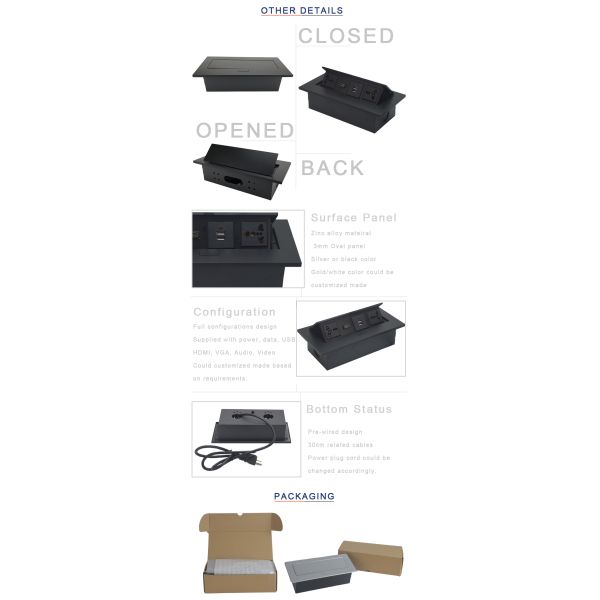 Office meeting table mounted media connectors pop up power socket outlet