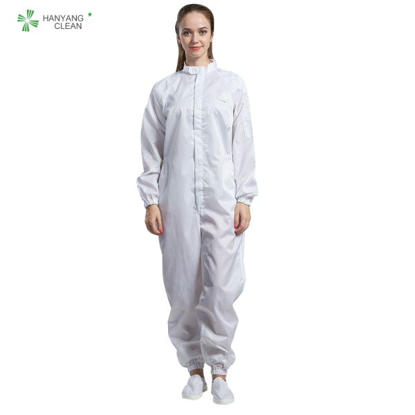 Anti Static ESD resuable workwear white color whit pen pocket conductive fiber for cleanroom