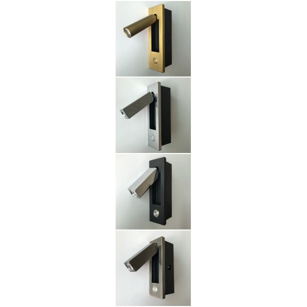 Recessed mounted bedside reading light led reading wall light 3W rotate bedroom headboard wall light for hotel