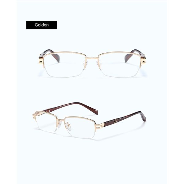 Men Metal Frame Computer Rectangle Reading Glasses Stainless Steel Spring Hinges Sun Readers