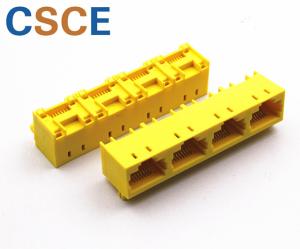China CSCE-56I-148800111X01 Unshielded 1*4 Port RJ45 Multiple Port Connector Without Leds on sale
