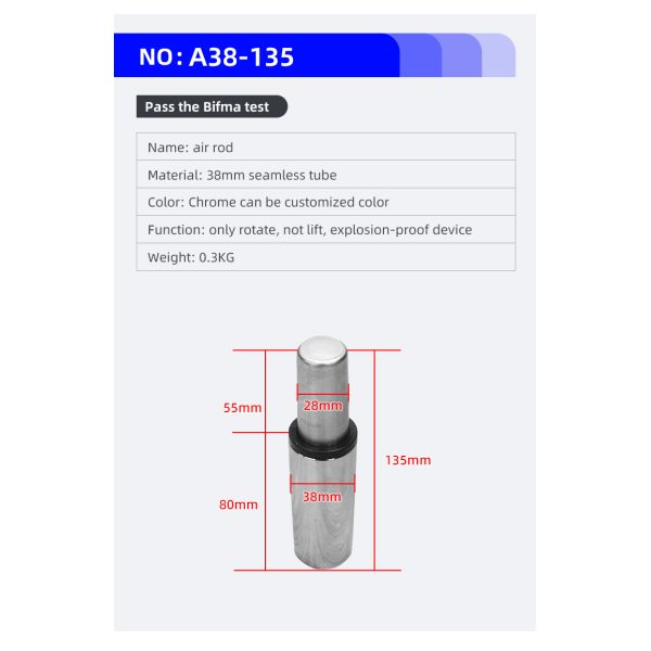 Chrome Plated Metal Office Chair Gas Spring Rotating Explosion Proof 38mm Tube