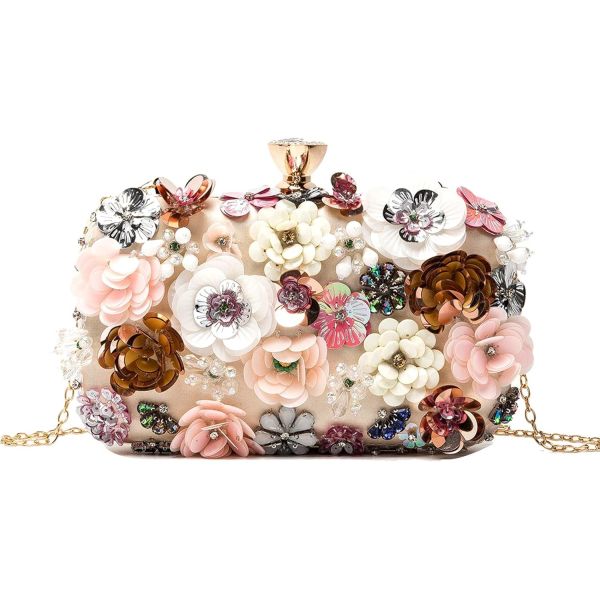 LETODE FLOWER CLUTCH PURSE EVENING BAG FOR WOMEN FORMAL PARTY HANDBAG CHAIN STRAP SHOULDER BAG