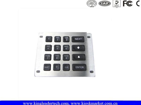 Waterproof illuminated numeric keypad , Panel mount keypad with 16 back-lit keys