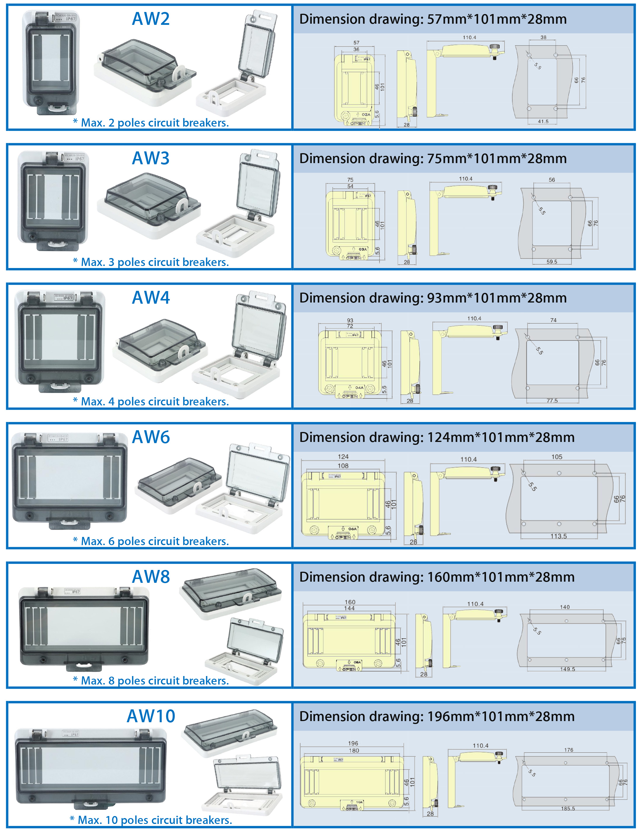 Syntax AW400B IP67 Waterproof Hinged Window For For Push Buttons With Screws 200*215*45mm