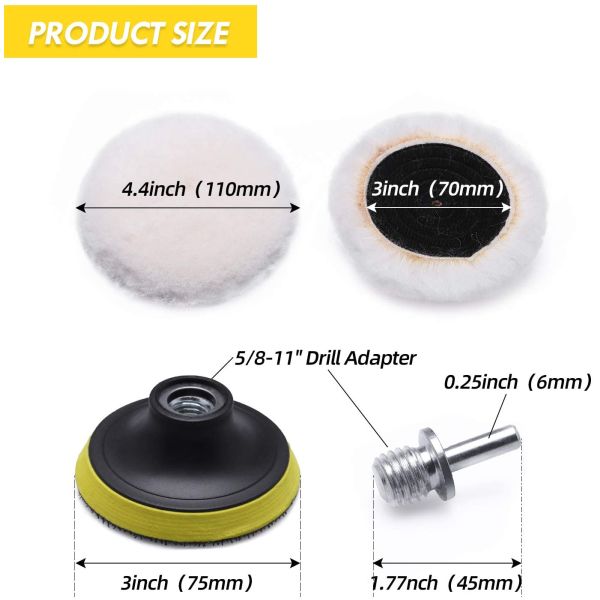 7Pcs Wheel Wool 70mm Buffing Polishing Pads Set 4.8 Ounces