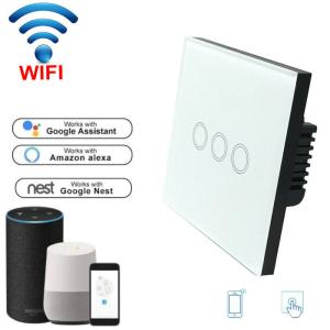 Wholesale EU Standard Wifi Light Switch Wall Switch Wireless Smart Switch 220v APP Control with Alexa/google home 1/2/3 Gang from china suppliers