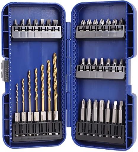 Impact Screwdriver Bit Set with Titanium Drill Bits- Quick Release Twist Drill