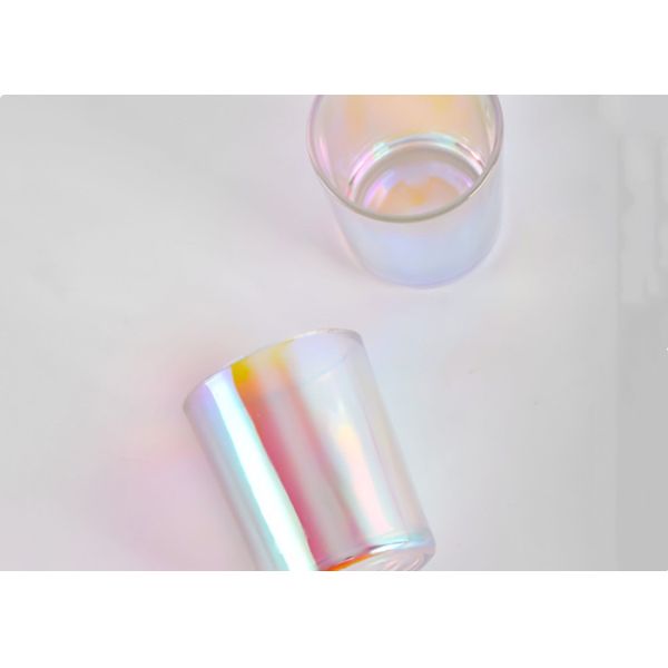 Electroplated Colorful Iridescent Plating Glass Creative Candle Jars for Scented Candle Making