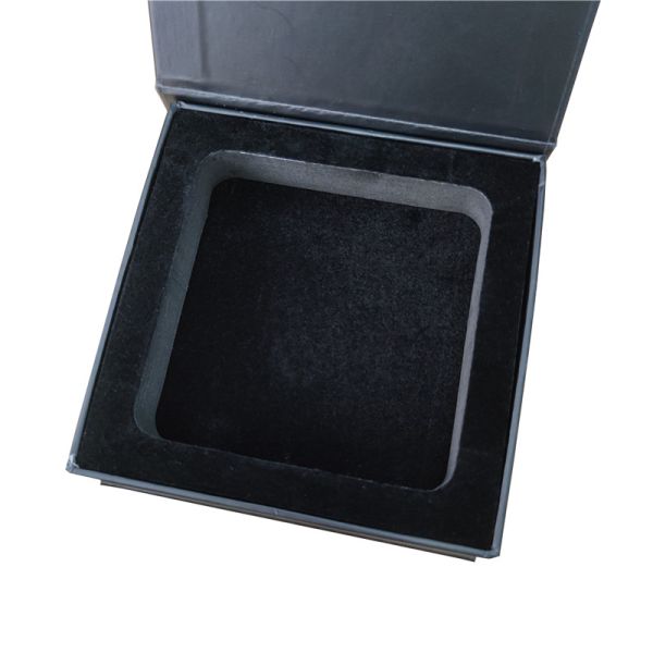 Recycled Materials Magnetic Gift Box with Black Matte Silver Stamp Logo and EVA Insert