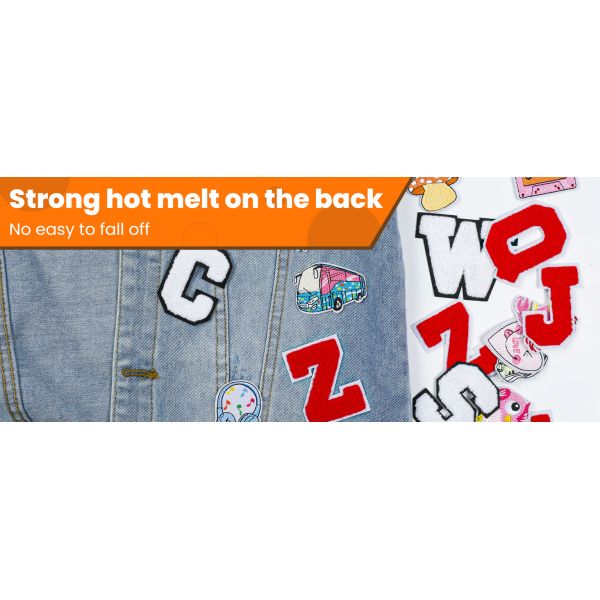 Chenille Letter Iron On Patches Red Iron On Letters Patches For Clothing A-Z, Chenille Letters For Clothes, Dress, Hat, Socks, Jeans, Accessories