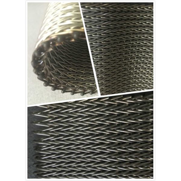Herringbone Woven Wire Conveyor Belt , Balanced Weave Conveyor Belts Welded Edge