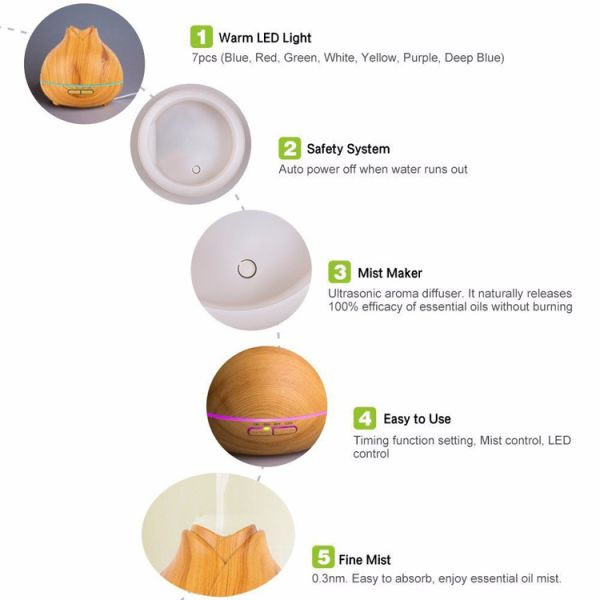 400ml Wood Grain Ultrasonic Diffuser