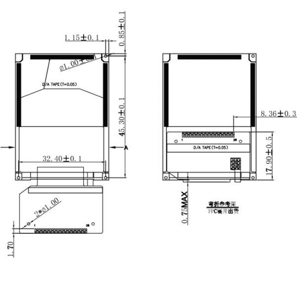 1.8 Inch Industrial TFT Display 128x160 Dots 16 Bit Interface With White LED Backlight