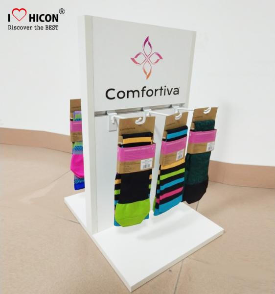 Quality Sock Slatwall Display Counter Display Racks Unit Wood Display Stand For Socks for sale