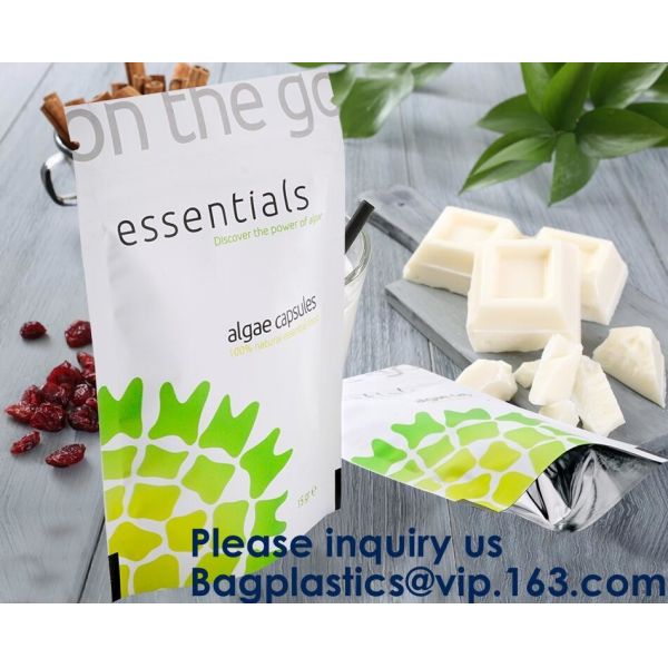 BIODEGRADABLE SUP POUCH CHOCOLATE/ ENERGY BAR PACKING MMJ CLEAR 3-SIDED SEAL WITH ZIPPER & EURO SLOT ULTRA CLEAR STAND U