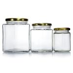 Customized Shape 250ml 300ml 400ml 500ml Hexagonal Shape Glass Honey Jars
