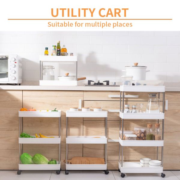 Odorless Multi Layer Home Storage Carts PP Plastic sonsill Slim Fashionable