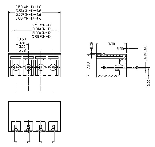 Plug-in Terminal Block PTB 3.5S-XX-1 socket Pin pitch:3.5mm / 0.138 in
