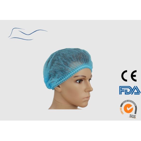 PP Disposable Head Cap Mob Type Pleated / Round Top Style Sample Free