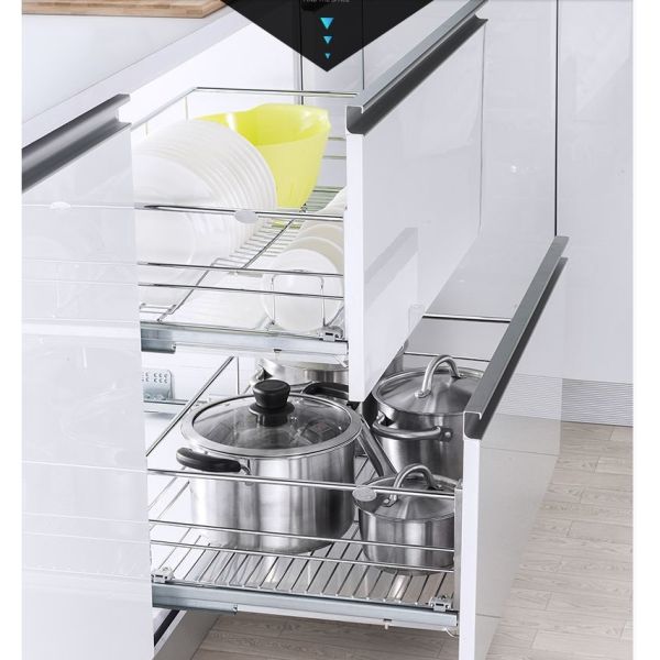 Profession Customized Pull Out Wire Baskets For Kitchen Units Integrated Silent System