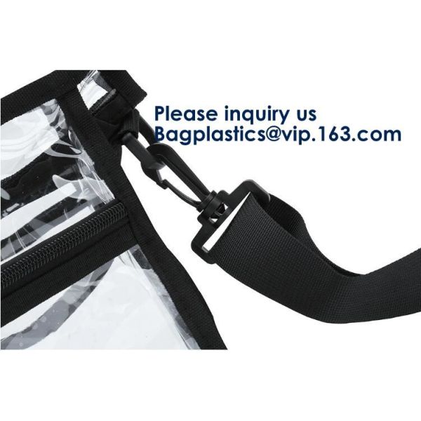 Clear PVC Bag With Zipper Interior Pouch And Detachable Shoulder Strap,Cosmetic Tote Bags With Zipper Closure, bagease
