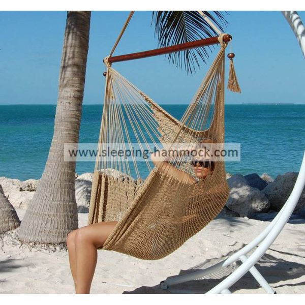 All Weather Caribbean Hammock Chair , Patio Tan Single Person Hammock Chair 120 Cm