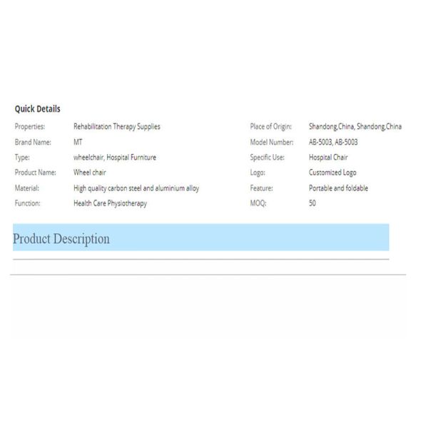 Steel Medical Transport Wheelchair Folding Basic Manual Wheelchair For Patient CE Approved