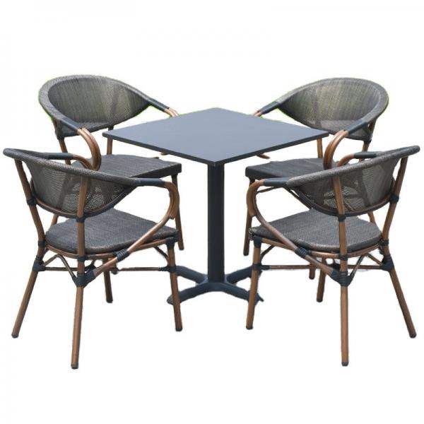 Quality Aluminum Frames 4 Seater Grey Rattan Dining Set W160* D90* H75cm Table for sale