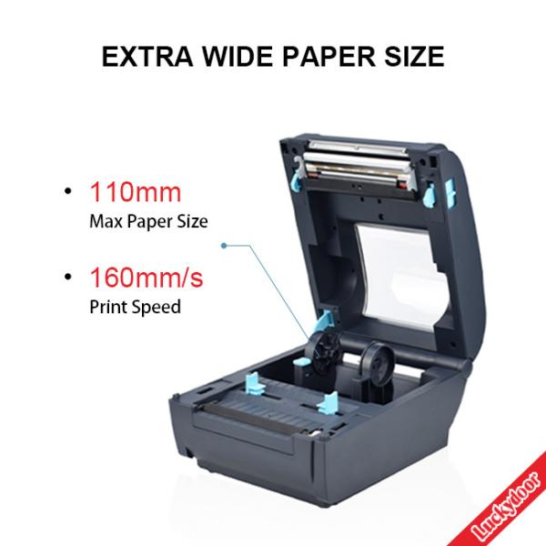 4inch 110mm Wireless Thermal Barcode Printer 160mm/S High Speed USB LAN Bluetooth Desktop