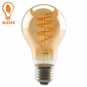 China 4W Amber Spiral LED Filament Bulb Dimmable A60 A19 3500K on sale
