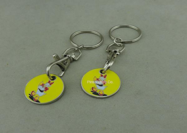 Quality Suppermarket Shopping Trolley Coin With Keyring / Customized Logo for sale