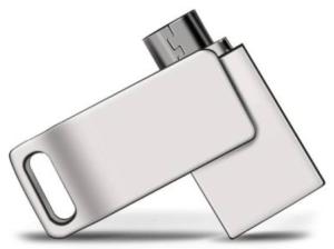 Wholesale Metal U-disk for Computer &amp; Mobile Phone Dual purpose USB2.0 Mciro USB OTG Rotating flash drive A+chip Customized LOGO from china suppliers