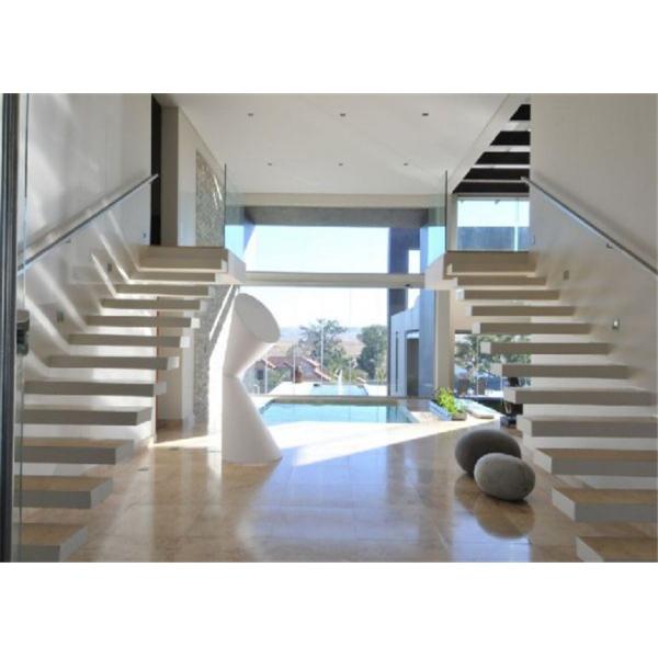 Indoor Floating Steps Staircase Led Stairs With Wood Tread , Customize Size
