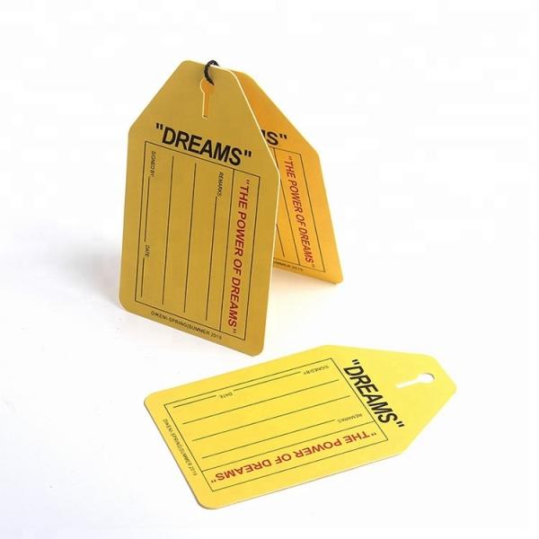 Quality Yellow Custom Printed Paper Tags , Double Side Printing Apparel Hang Tags And Labels for sale