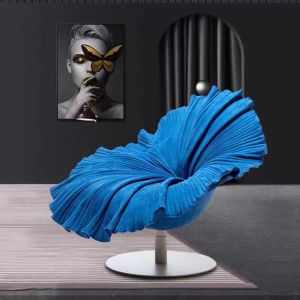 Nordic Light Luxury Velvet Flower Petal Chair Hotel Showroom Stainless Steel Base