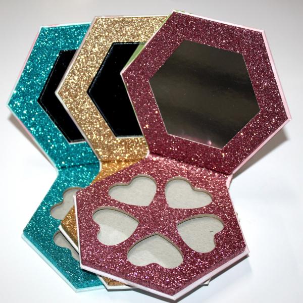 Hexagon Makeup Empty Eyeshadow Palette Packaging With Glitter Paper