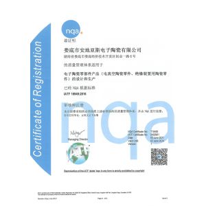 Loudi Antaeus Electronic Ceramic Co.,Ltd. Certifications