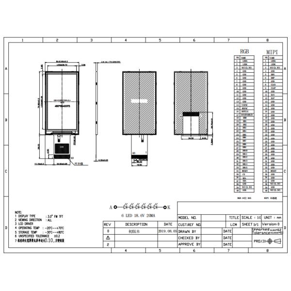 3 Inch TFT LCD Display With 40pin RGB Interface