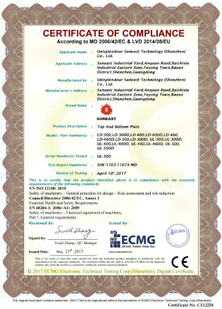 Suneast Intelligent Equipment Technology (Shenzhen) Co.Ltd Certifications