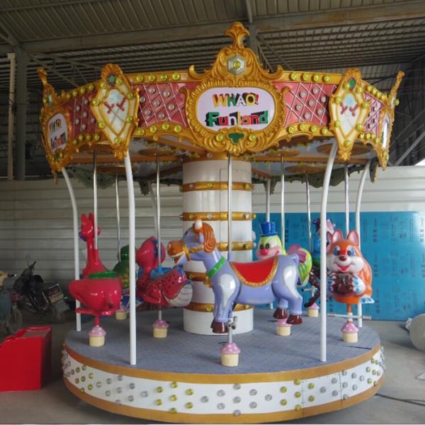 Colorful Led Lights Merry Go Around , Health Paint Small Carousel Horse