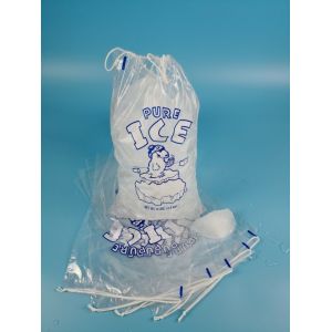 Clear plastic 8Lb Drawstring biodegradable ice bags Custom Printed