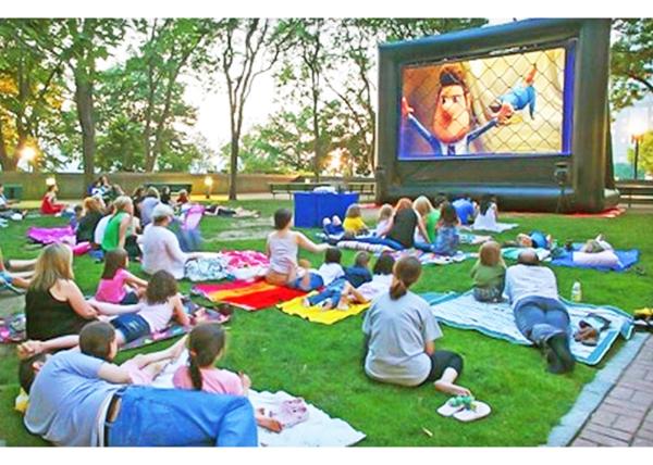 Quality Colorful Inflatable Movie Screen , Customized Size Pvc Fabric Projector Screen for sale
