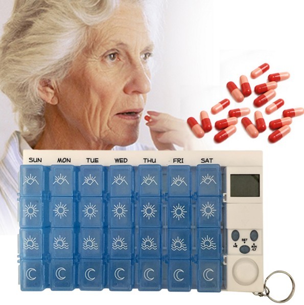 Digital 7days pill reminder pill box case timer w/ alarm electronic medicine Tools Pill Cases