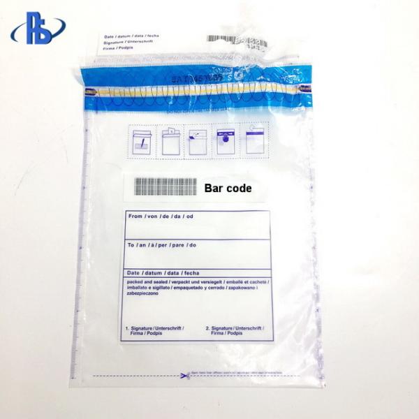 Custom Tamper Evident Security Bags With Unique Tracking Code / Barcode