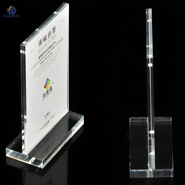 Rectangle Acrylic Stand Up Sign Holder Long Lasting Acrylic Placard Holder OEM