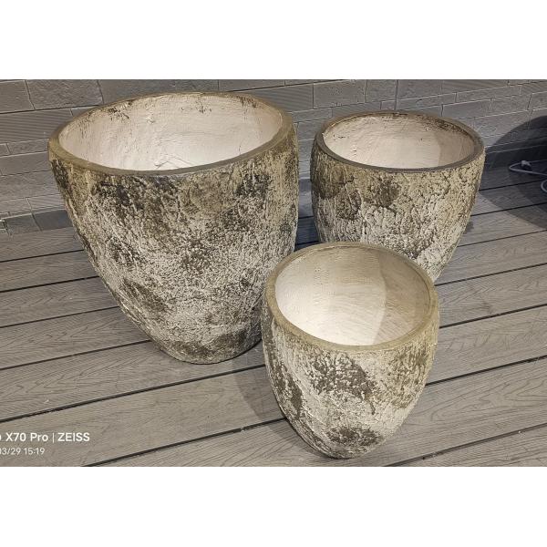 Tall Earthy Tone Round Fiber Clay Lightweight Durable Rooftop Garden Pot