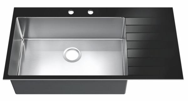 Quality Farmhouse Kitchen Sink With Drainboard With Sound Reduction Brushed Finish for sale