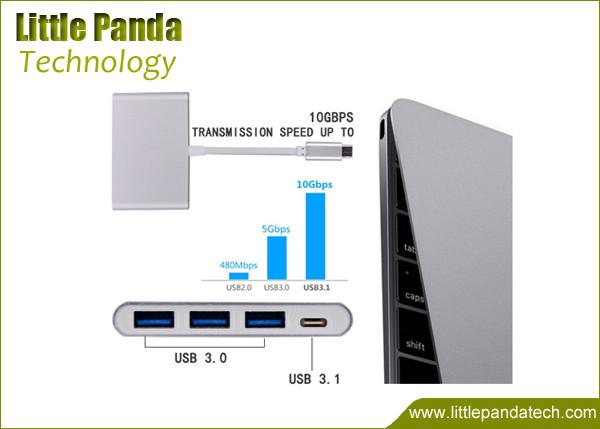 Quality Promotional Type C Charging Hub USB 3.0 Hub and Lan /RJ45 Ethernet Port Adapter USB Hub for sale