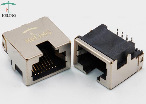 Quality Female Low Profile RJ45 Connector R / A Offset / Overhangs PCB Thru - Hole Mounting for sale
